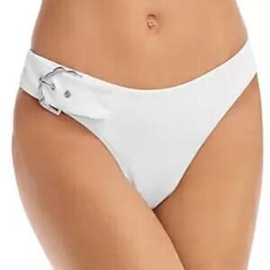 Revel Rey Iridescent White Hayes Belted Bikini Bottom Sz S NWT